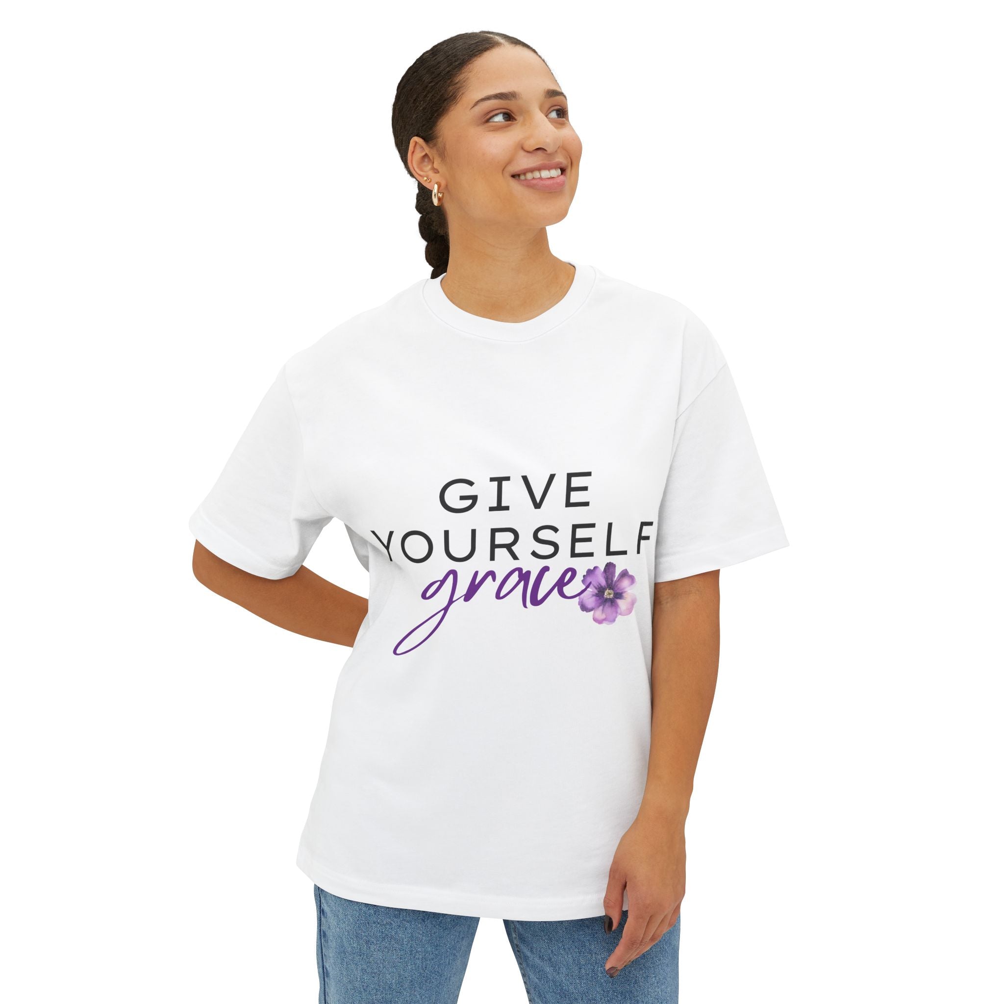 Unisex Oversized Boxy Tee - 'Give Yourself Grace' | Comfortable Tee for Self-Care, Gift for Friends, Relaxed Style, Everyday Wear, [...]