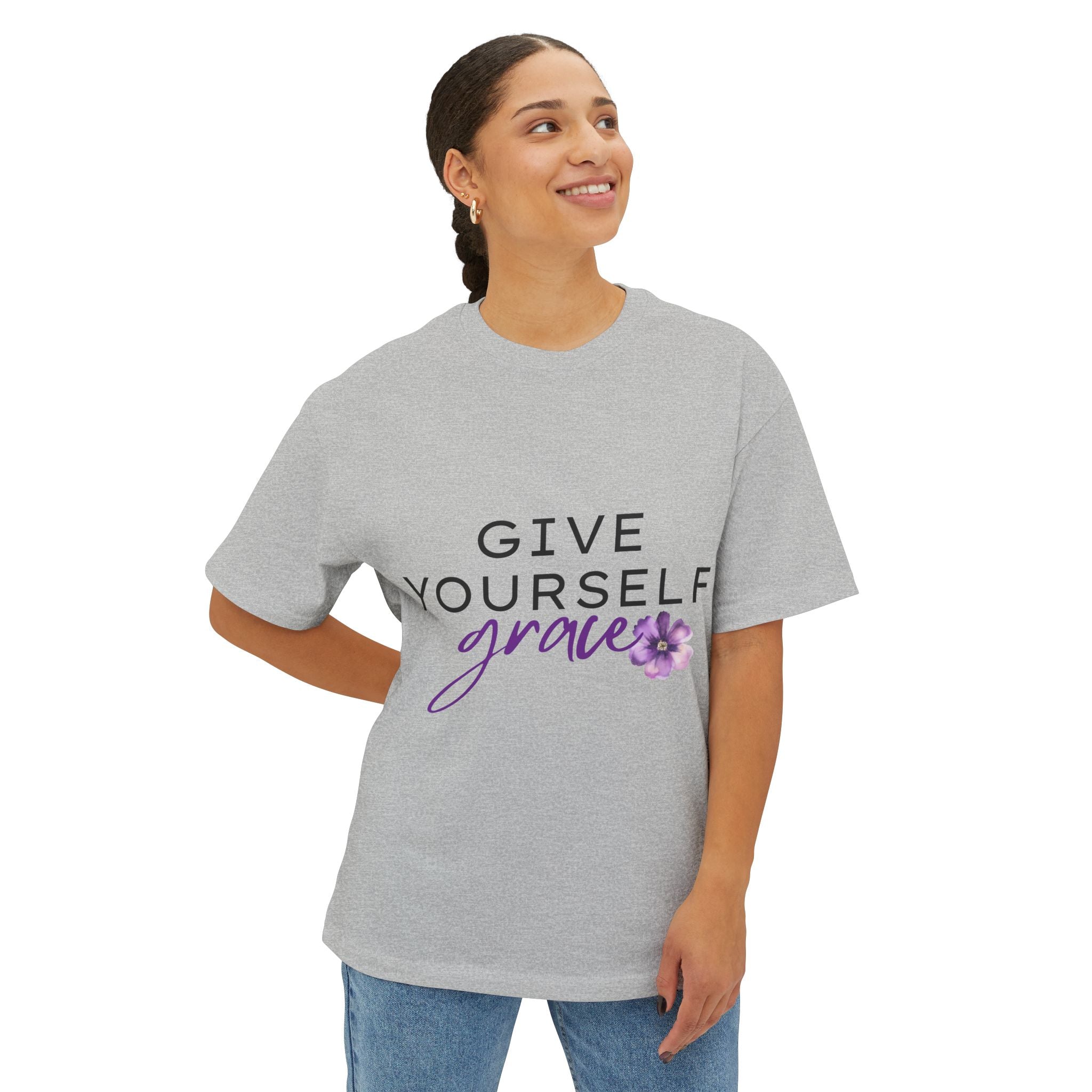 Unisex Oversized Boxy Tee - 'Give Yourself Grace' | Comfortable Tee for Self-Care, Gift for Friends, Relaxed Style, Everyday Wear, [...]